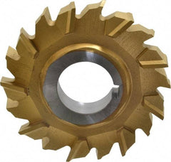 Made in USA - 3" Diam x 1/2" Width of Cut, 18 Teeth, High Speed Steel Side Milling Cutter - Staggered Teeth, TiN Coated - Top Tool & Supply