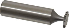 Made in USA - 1/2" Diam x 1/16" Face Width, High Speed Steel, 10 Teeth, Shank Connection Woodruff Keyseat Cutter - Uncoated, 2-1/16" OAL x 1/2" Shank, Straight Teeth, ANSI 204, Old Standard 1 - Top Tool & Supply