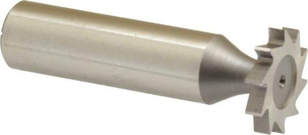 Made in USA - 3/4" Diam x 1/8" Face Width, High Speed Steel, 10 Teeth, Shank Connection Woodruff Keyseat Cutter - Uncoated, 2-1/8" OAL x 1/2" Shank, Straight Teeth, ANSI 406, Old Standard 7 - Top Tool & Supply