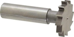 Made in USA - 1-1/8" Diam x 3/16" Face Width, High Speed Steel, 12 Teeth, Shank Connection Woodruff Keyseat Cutter - Uncoated, 2-3/16" OAL x 1/2" Shank, Straight Teeth, ANSI 609, Old Standard 16 - Top Tool & Supply