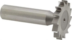 Made in USA - 1-1/4" Diam x 3/16" Face Width, High Speed Steel, 14 Teeth, Shank Connection Woodruff Keyseat Cutter - Uncoated, 2-3/16" OAL x 1/2" Shank, Straight Teeth, ANSI 610, Old Standard 19 - Top Tool & Supply