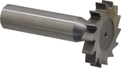 Made in USA - 1-1/4" Diam x 7/32" Face Width, High Speed Steel, 14 Teeth, Shank Connection Woodruff Keyseat Cutter - Uncoated, 2-7/32" OAL x 1/2" Shank, Straight Teeth, ANSI 710, Old Standard 20 - Top Tool & Supply