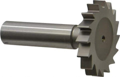 Made in USA - 1-1/2" Diam x 1/4" Face Width, High Speed Steel, 16 Teeth, Shank Connection Woodruff Keyseat Cutter - Uncoated, 2-1/4" OAL x 1/2" Shank, Straight Teeth, ANSI 812, Old Standard 24 - Top Tool & Supply