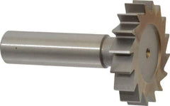 Made in USA - 1-1/2" Diam x 5/16" Face Width, High Speed Steel, 16 Teeth, Shank Connection Woodruff Keyseat Cutter - Uncoated, 2-5/16" OAL x 1/2" Shank, Straight Teeth, ANSI 1012, Old Standard 25 - Top Tool & Supply