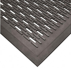 Wearwell - 5 Ft. Long x 3 Ft. Wide, Natural Rubber Surface, Raised Bars and Scrapers (Reversible) Entrance Matting - 5/16 Inch Thick, Outdoor, SBR Rubber, Black, Series 224 - Top Tool & Supply