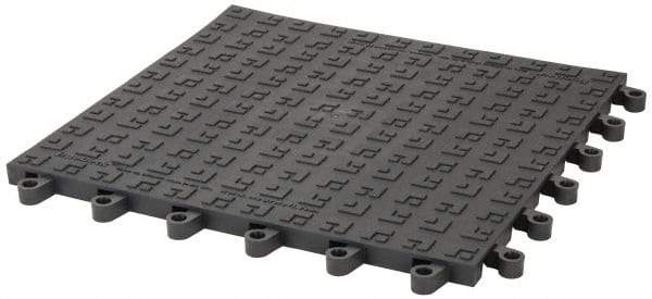 Wearwell - 18" Long x 18" Wide x 7/8" Thick, Anti-Fatigue Modular Matting Soft Open Grid - 4 Interlocking Sides, Charcoal, For Dry Areas, Series 566 - Top Tool & Supply