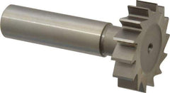 Made in USA - 1-1/4" Diam x 5/16" Face Width, High Speed Steel, 14 Teeth, Shank Connection Woodruff Keyseat Cutter - Uncoated, 2-5/16" OAL x 1/2" Shank, Straight Teeth, ANSI 1010, Old Standard D - Top Tool & Supply