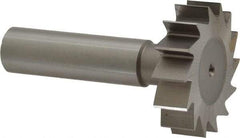 Made in USA - 1-3/8" Diam x 3/8" Face Width, High Speed Steel, 14 Teeth, Shank Connection Woodruff Keyseat Cutter - Uncoated, 2-3/8" OAL x 1/2" Shank, Straight Teeth, ANSI 1211, Old Standard F - Top Tool & Supply