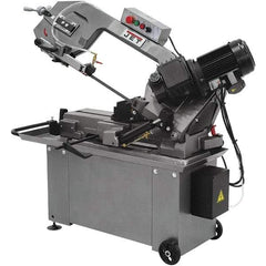 Jet - 8 x 14" Max Capacity, Manual Geared Head Horizontal Bandsaw - 135, 197 & 256 SFPM Blade Speed, 110/220 Volts, 45°, 1 hp, 1 Phase - Top Tool & Supply