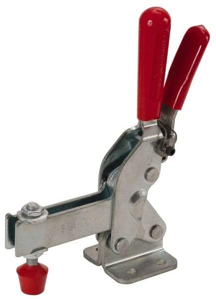 De-Sta-Co - 1,400 Lb Holding Capacity, Vertical Handle, Manual Hold Down Toggle Clamp - 66° Handle Movement, 78° Bar Opening, U-Bar, Flanged Base, Electro-Plated Zinc, Carbon Steel - Top Tool & Supply