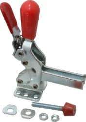 De-Sta-Co - 600 Lb Holding Capacity, Vertical Handle, Manual Hold Down Toggle Clamp - 66° Handle Movement, 75° Bar Opening, U-Bar, Flanged Base, Electro-Plated Zinc, Carbon Steel - Top Tool & Supply