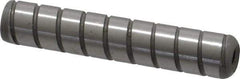 Jergens - 3/8" Diam x 2" Pin Length Alloy Steel Grooved Dowel Pin - C 47-58 & C 60-64 (Surface) Hardness, 1 Beveled & 1 Threaded End - Top Tool & Supply