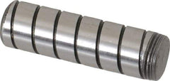 Jergens - 7/16" Diam x 1-1/2" Pin Length Alloy Steel Grooved Dowel Pin - C 47-58 & C 60-64 (Surface) Hardness, 1 Beveled & 1 Threaded End - Top Tool & Supply