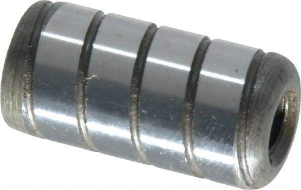 Jergens - 1/2" Diam x 1" Pin Length Alloy Steel Grooved Dowel Pin - C 47-58 & C 60-64 (Surface) Hardness, 1 Beveled & 1 Threaded End - Top Tool & Supply