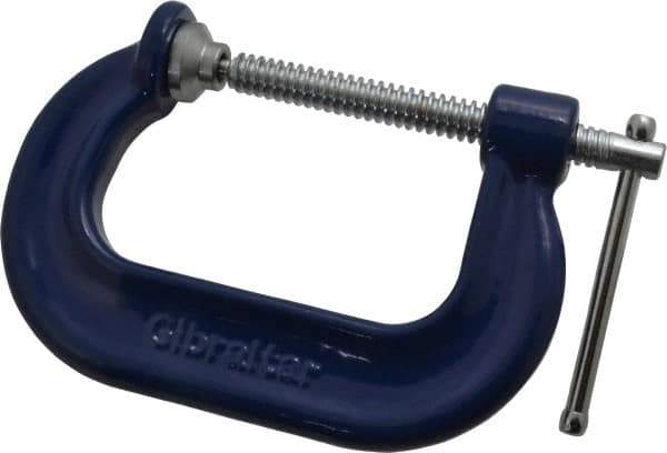 Gibraltar - Regular-Duty 3" Max Opening, 2-3/8" Throat Depth, Forged Steel Standard C-Clamp - 3,500 Lb Capacity, 0" Min Opening, Deep Throat - Top Tool & Supply