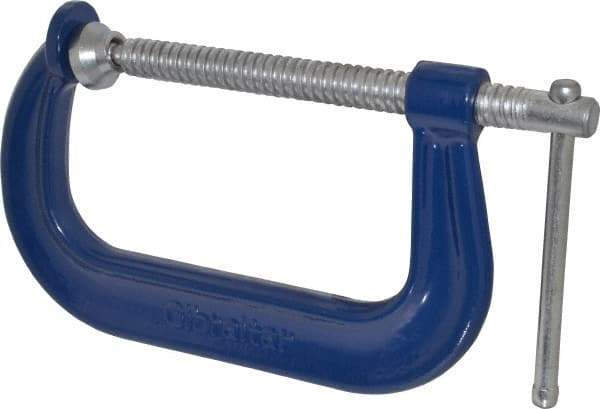 Gibraltar - Regular-Duty 6" Max Opening, 4-1/8" Throat Depth, Forged Steel Standard C-Clamp - 6,600 Lb Capacity, 0" Min Opening, Deep Throat - Top Tool & Supply