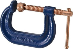 Gibraltar - Regular-Duty 2" Max Opening, 2" Throat Depth, Forged Steel Standard C-Clamp - 3,500 Lb Capacity, 0" Min Opening, Deep Throat, Copper Plated Screw - Top Tool & Supply