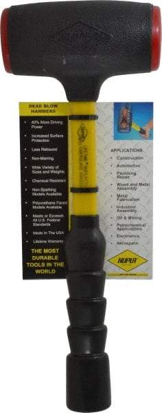 NUPLA - 48 oz Head 2-3/16" Face Diam Urethane Dead Blow Hammer - 14-5/16" OAL, Fiberglass Handle - Top Tool & Supply