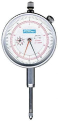 Fowler - 1" Range, 0-100, 0-200-0 Dial Reading, 0.001" Graduation Dial Drop Indicator - 2-1/4" Dial, 0.1" Range per Revolution, Revolution Counter - Top Tool & Supply