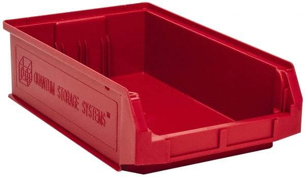 Quantum Storage - 80 Lb. Load Capacity, 19-3/4" Deep, Red Polyethylene Hopper Stacking Bin - 5-7/8" High x 12-3/8" Wide x 19-3/4" Long - Top Tool & Supply