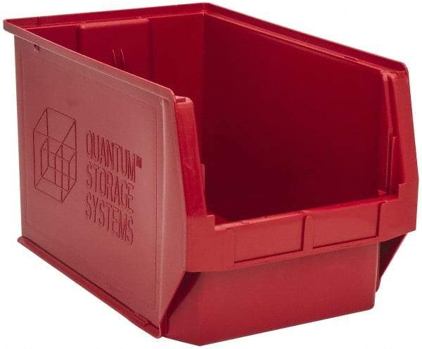 Quantum Storage - 100 Lb. Load Capacity, 19-3/4" Deep, Red Polyethylene Hopper Stacking Bin - 11-7/8" High x 12-3/8" Wide x 19-3/4" Long - Top Tool & Supply