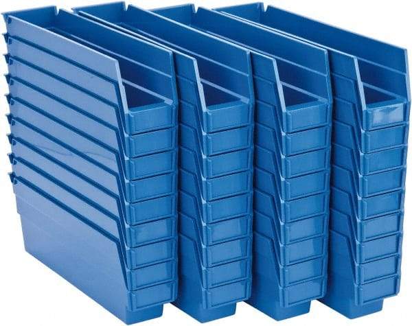 Quantum Storage - 50 Lb. Load Capacity, 11-5/8" Deep, Blue Polypropylene Hopper Shelf Bin - 4" High x 2-3/4" Wide x 11-5/8" Long - Top Tool & Supply