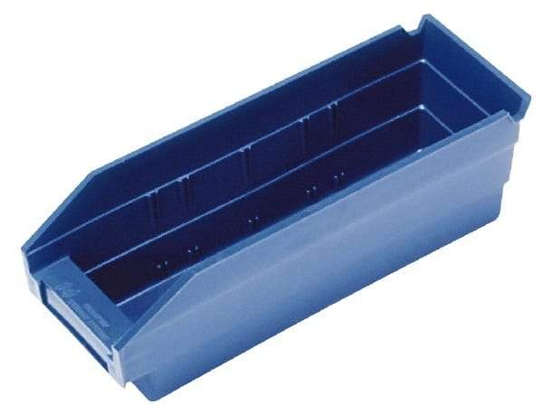 Quantum Storage - 50 Lb. Load Capacity, 17-7/8" Deep, Blue Polypropylene Hopper Shelf Bin - 4" High x 4-1/8" Wide x 17-7/8" Long - Top Tool & Supply