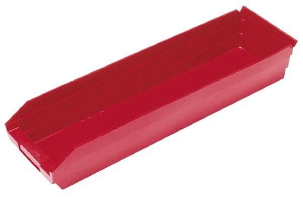 Quantum Storage - 50 Lb. Load Capacity, 17-7/8" Deep, Red Polypropylene Hopper Shelf Bin - 4" High x 6-5/8" Wide x 17-7/8" Long - Top Tool & Supply