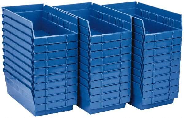 Quantum Storage - 50 Lb. Load Capacity, 11-5/8" Deep, Blue Polypropylene Hopper Shelf Bin - 4" High x 6-5/8" Wide x 11-5/8" Long - Top Tool & Supply