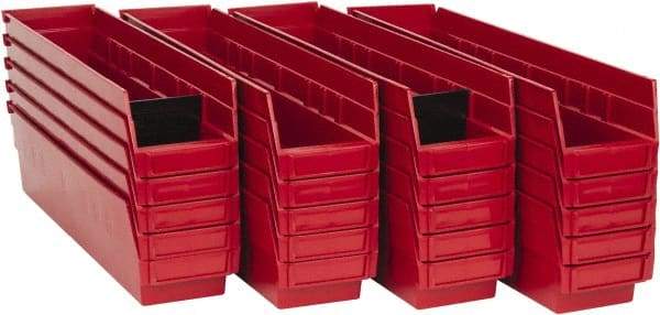 Quantum Storage - 50 Lb. Load Capacity, 17-7/8" Deep, Red Polypropylene Hopper Shelf Bin - 4" High x 4-1/8" Wide x 17-7/8" Long - Top Tool & Supply