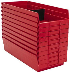 Quantum Storage - 50 Lb. Load Capacity, 17-7/8" Deep, Red Polypropylene Hopper Shelf Bin - 4" High x 8-3/8" Wide x 17-7/8" Long - Top Tool & Supply