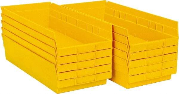 Quantum Storage - 50 Lb. Load Capacity, 17-7/8" Deep, Yellow Polypropylene Hopper Shelf Bin - 4" High x 8-3/8" Wide x 17-7/8" Long - Top Tool & Supply