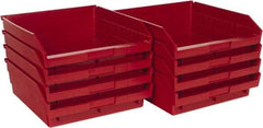 Quantum Storage - 50 Lb. Load Capacity, 11-5/8" Deep, Red Polypropylene Hopper Shelf Bin - 4" High x 11-1/8" Wide x 11-5/8" Long - Top Tool & Supply