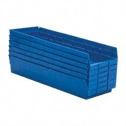 Quantum Storage - 50 Lb. Load Capacity, 23-5/8" Deep, Blue Polypropylene Hopper Shelf Bin - 4" High x 8-3/8" Wide x 23-5/8" Long - Top Tool & Supply