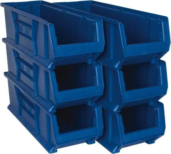 Quantum Storage - 100 Lb. Load Capacity, 23-7/8" Deep, Blue Polypropylene Hopper Stacking Bin - 7" High x 8-1/4" Wide x 23-7/8" Long - Top Tool & Supply