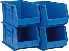 Quantum Storage - 75 Lb. Load Capacity, 18" Deep, Blue Polypropylene Hopper Stacking Bin - 10" High x 11" Wide x 18" Long - Top Tool & Supply