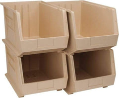 Quantum Storage - 75 Lb. Load Capacity, 18" Deep, Ivory Polypropylene Hopper Stacking Bin - 10" High x 11" Wide x 18" Long - Top Tool & Supply