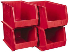 Quantum Storage - 75 Lb. Load Capacity, 18" Deep, Red Polypropylene Hopper Stacking Bin - 10" High x 11" Wide x 18" Long - Top Tool & Supply