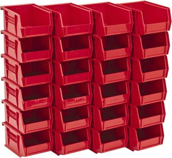 Quantum Storage - 10 Lb. Load Capacity, 5-3/8" Deep, Red Polypropylene Hopper Stacking Bin - 3" High x 4-1/8" Wide x 5-3/8" Long - Top Tool & Supply