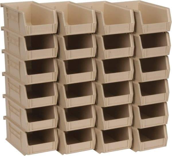 Quantum Storage - 10 Lb. Load Capacity, 7-3/8" Deep, Ivory Polypropylene Hopper Stacking Bin - 3" High x 4-1/8" Wide x 7-3/8" Long - Top Tool & Supply