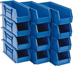 Quantum Storage - 30 Lb. Load Capacity, 10-7/8" Deep, Blue Polypropylene Hopper Stacking Bin - 4" High x 4-1/8" Wide x 10-7/8" Long - Top Tool & Supply