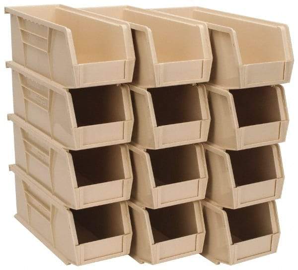 Quantum Storage - 30 Lb. Load Capacity, 10-7/8" Deep, Ivory Polypropylene Hopper Stacking Bin - 4" High x 4-1/8" Wide x 10-7/8" Long - Top Tool & Supply