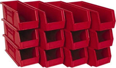 Quantum Storage - 30 Lb. Load Capacity, 10-7/8" Deep, Red Polypropylene Hopper Stacking Bin - 4" High x 4-1/8" Wide x 10-7/8" Long - Top Tool & Supply