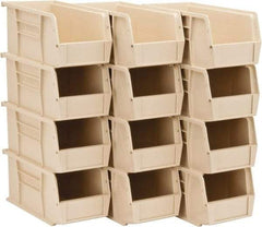 Quantum Storage - 30 Lb. Load Capacity, 10-7/8" Deep, Ivory Polypropylene Hopper Stacking Bin - 5" High x 5-1/2" Wide x 10-7/8" Long - Top Tool & Supply