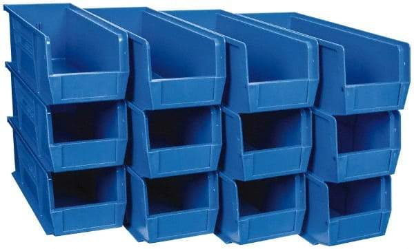 Quantum Storage - 50 Lb. Load Capacity, 14-3/4" Deep, Blue Polypropylene Hopper Stacking Bin - 5" High x 5-1/2" Wide x 14-3/4" Long - Top Tool & Supply