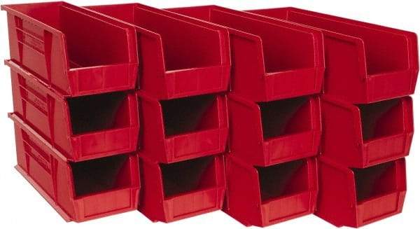 Quantum Storage - 50 Lb. Load Capacity, 14-3/4" Deep, Red Polypropylene Hopper Stacking Bin - 5" High x 5-1/2" Wide x 14-3/4" Long - Top Tool & Supply