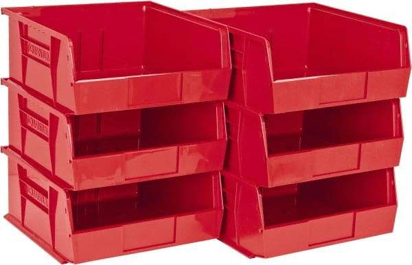 Quantum Storage - 50 Lb. Load Capacity, 10-7/8" Deep, Red Polypropylene Hopper Stacking Bin - 5" High x 11" Wide x 10-7/8" Long - Top Tool & Supply