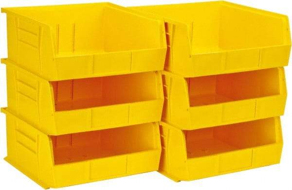 Quantum Storage - 50 Lb. Load Capacity, 10-7/8" Deep, Yellow Polypropylene Hopper Stacking Bin - 5" High x 11" Wide x 10-7/8" Long - Top Tool & Supply