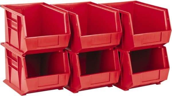 Quantum Storage - 50 Lb. Load Capacity, 10-3/4" Deep, Red Polypropylene Hopper Stacking Bin - 7" High x 8-1/4" Wide x 10-3/4" Long - Top Tool & Supply