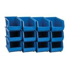 Quantum Storage - 60 Lb. Load Capacity, 14-3/4" Deep, Blue Polypropylene Hopper Stacking Bin - 7" High x 8-1/4" Wide x 14-3/4" Long - Top Tool & Supply